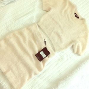 Missguided fluffy crop sweater and mini skirt set